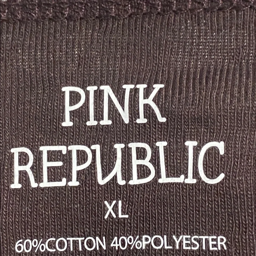 Pink Republic cotton blend brown & white floral knit tee shirt top size XL - Picture 7 of 9